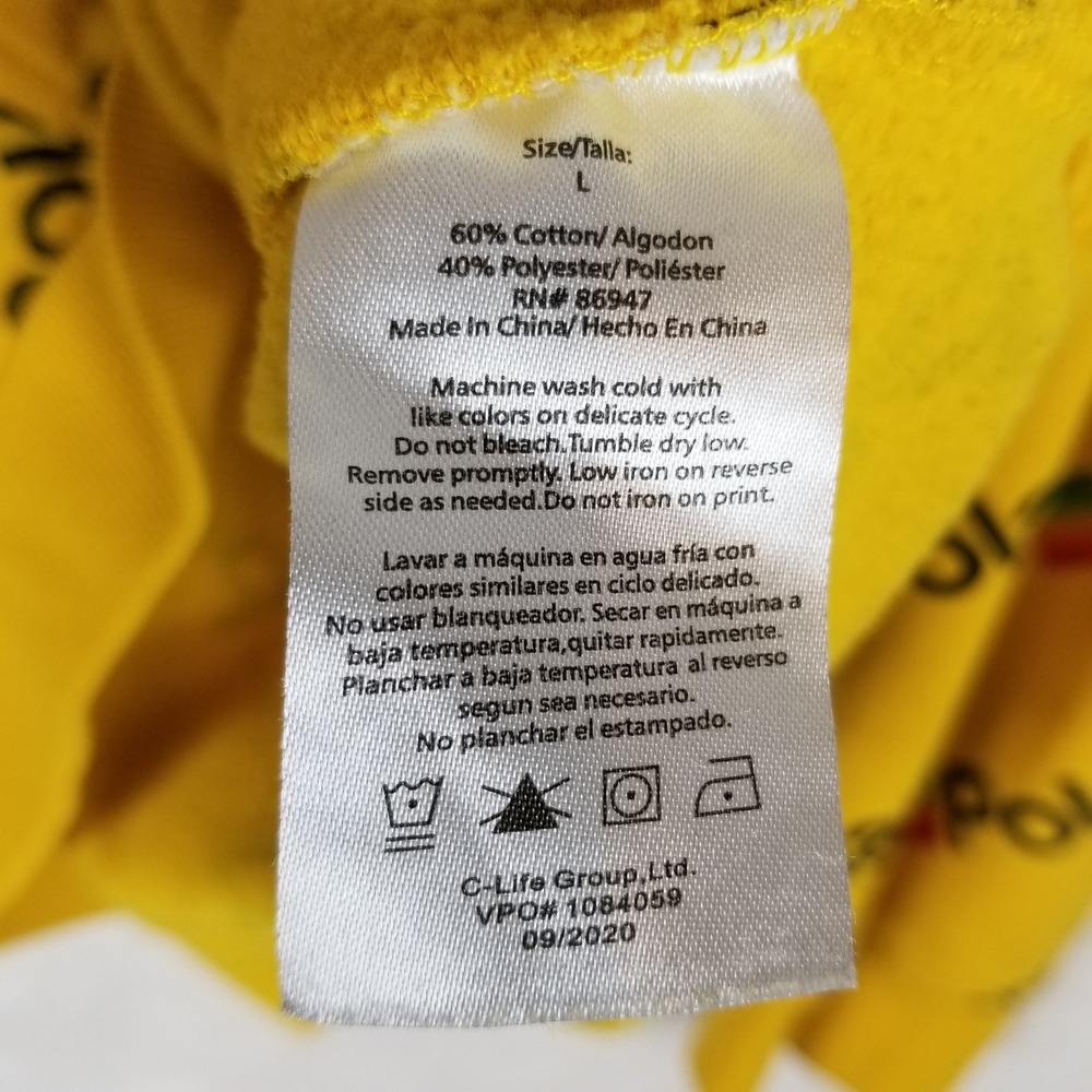 Polaroid Mens All Over Print Logo Hoodie Yellow Rainbow Graphic Sweatshirt Large - Picture 4 of 7